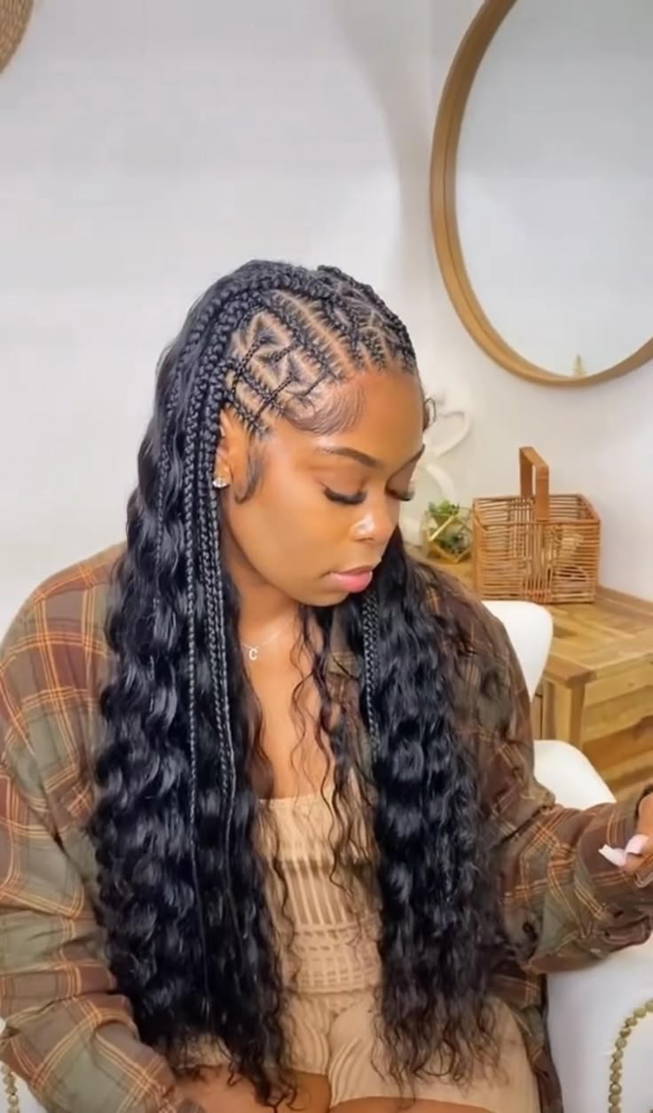 Fine Black Box Braids With Geometric Parting — Braids on Top
