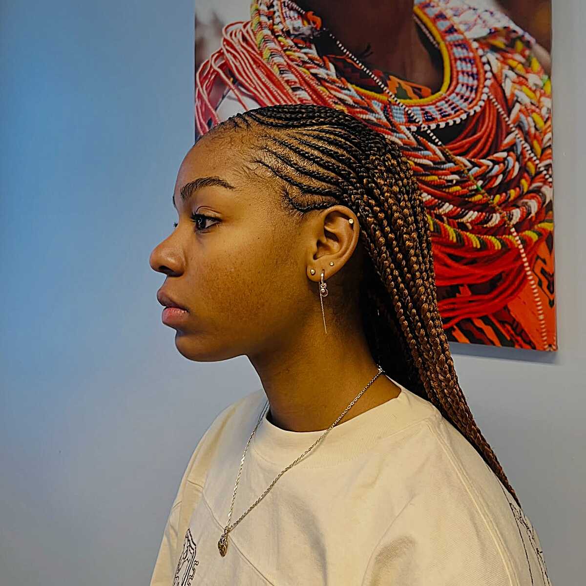 Cornrows With Brown Tips — Braids to the Back