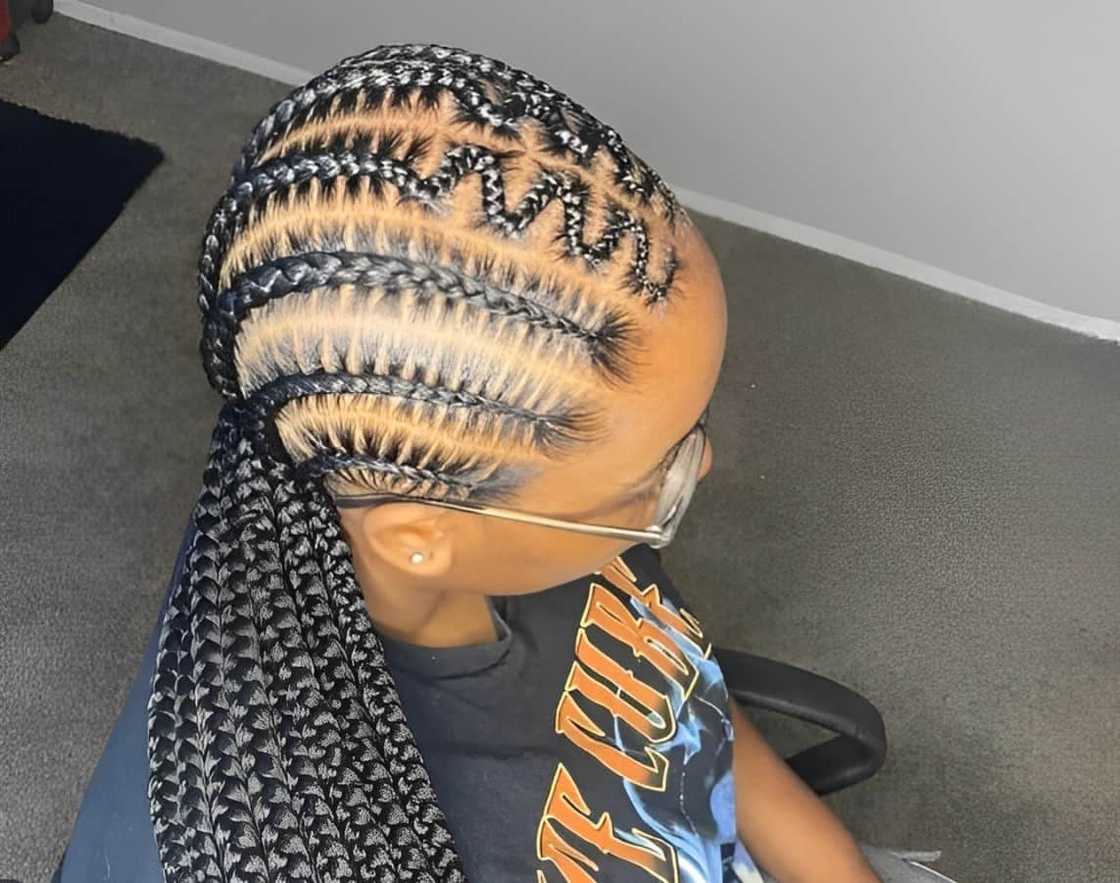Cornrows With Zig-Zag Parting — Braids to the Back
