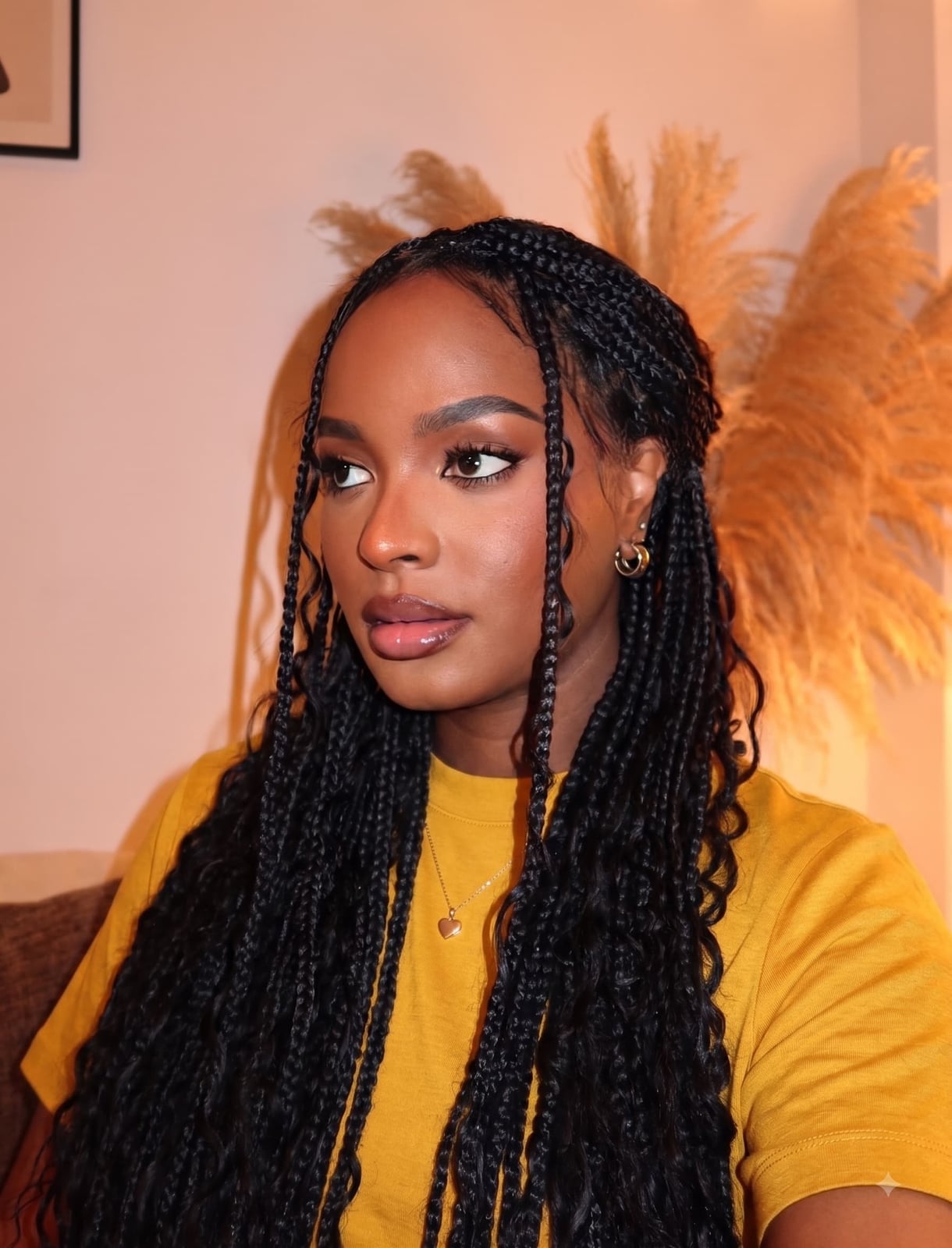 Long Thin Black Box Braids With Baby Hairs — Braids Wig