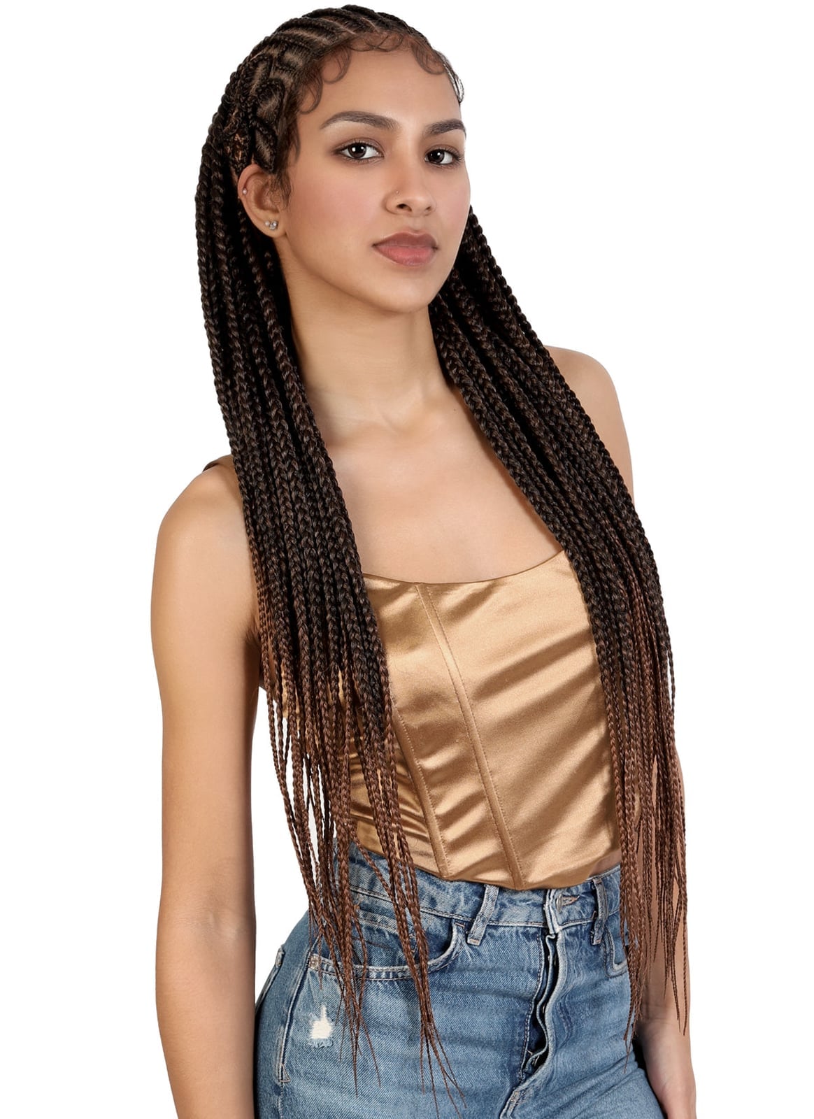 Box Braids With Dark Brown To Blonde Ombre — Braids Wig