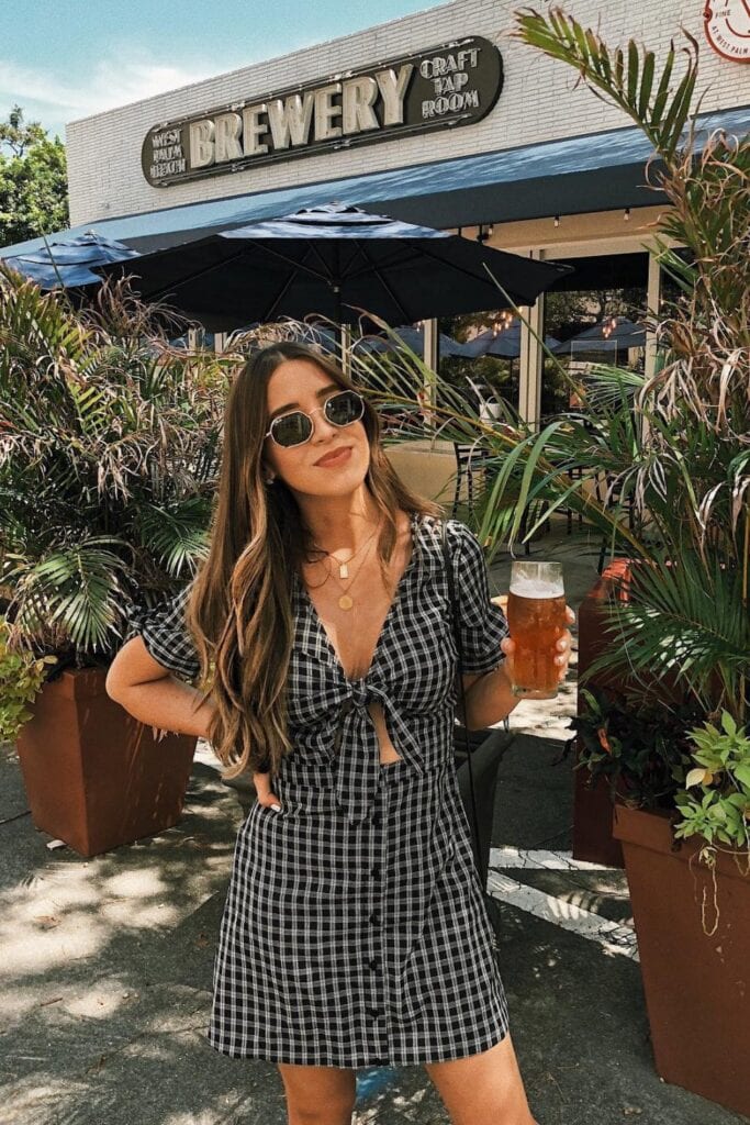Plaid Tie-Front Dress with Cutout Detail — Brewery Outfits