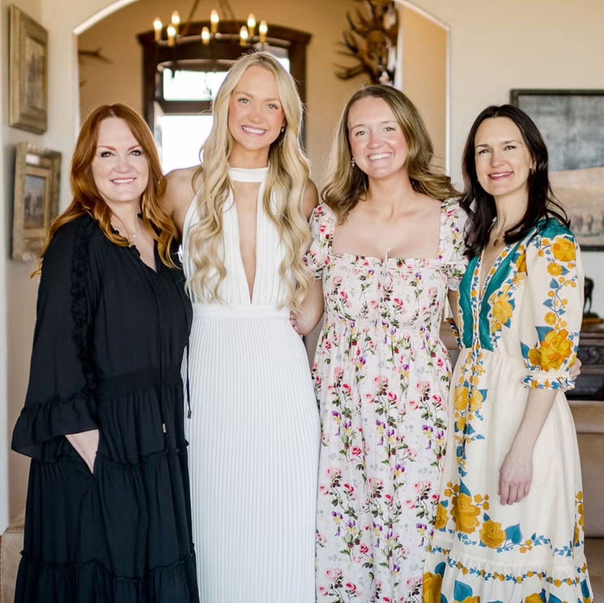 White Floral Midi Dress with Puff Sleeves and Cotton Blend — Bridal Shower Outfits for Guest