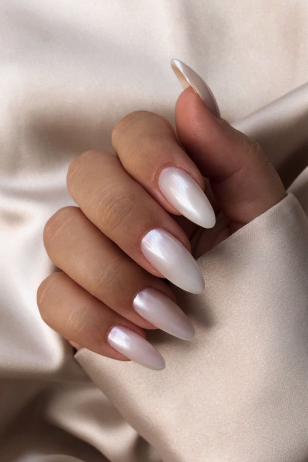 Medium Almond Nails With Pearlescent Sheen — Bride Nail
