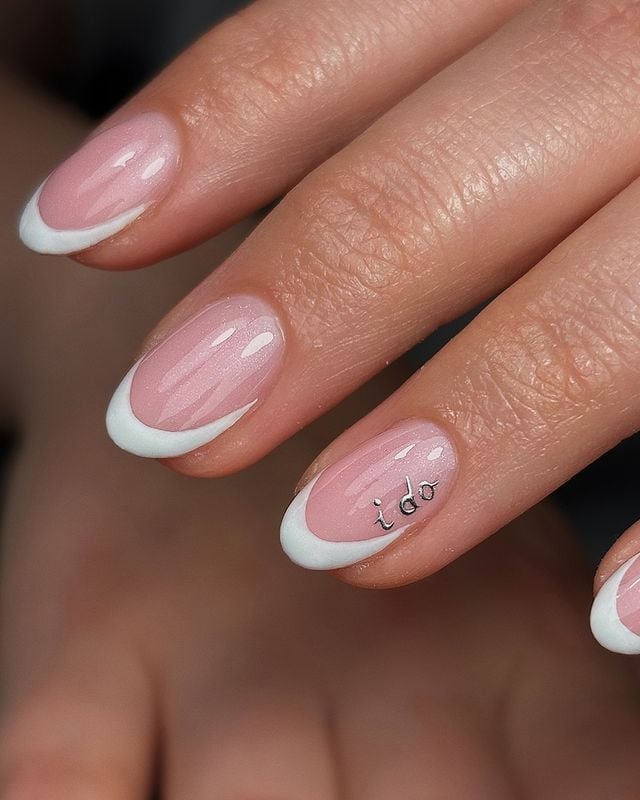 Short Almond Nails With 'I Do' Charms — Bride Nail