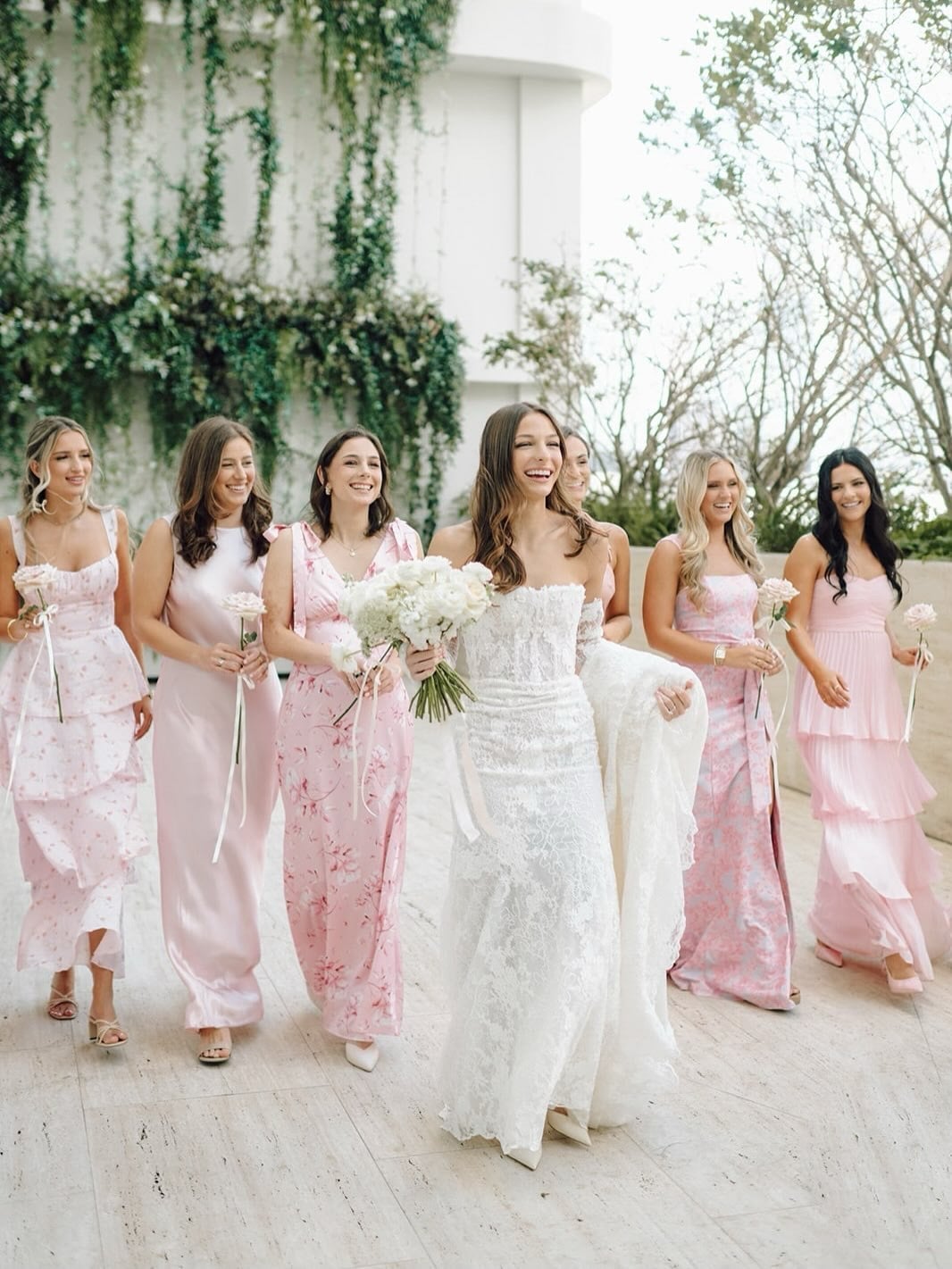 Variety of Pink Bridesmaid Dresses in Satin, Chiffon, and Lace Variety of Pink Bridesmaid Dresses in Satin, Chiffon, and Lace