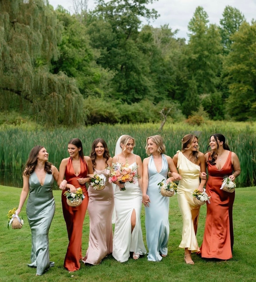 Colorful Satin Maxi Dresses for a Garden Wedding Colorful Satin Maxi Dresses for a Garden Wedding — Bridesmaid Dress
