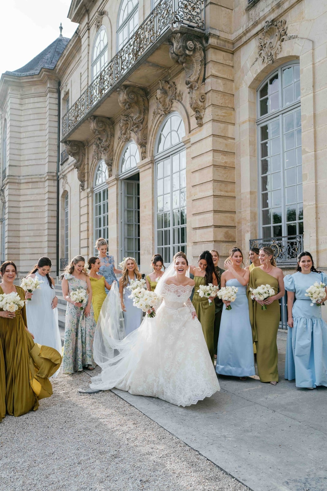 Mixed Fabric Bridesmaid Dresses at a Wedding Mixed Fabric Bridesmaid Dresses at a Wedding