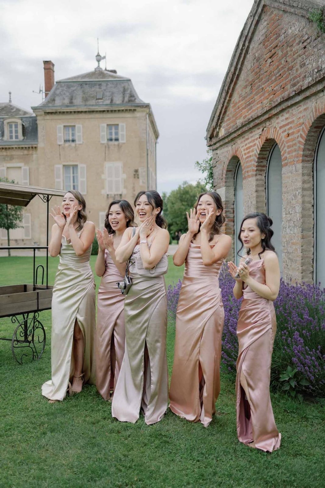 Champagne, Rose Gold, and Blush Satin Slip Dresses Champagne, Rose Gold, and Blush Satin Slip Dresses — Bridesmaid Dress