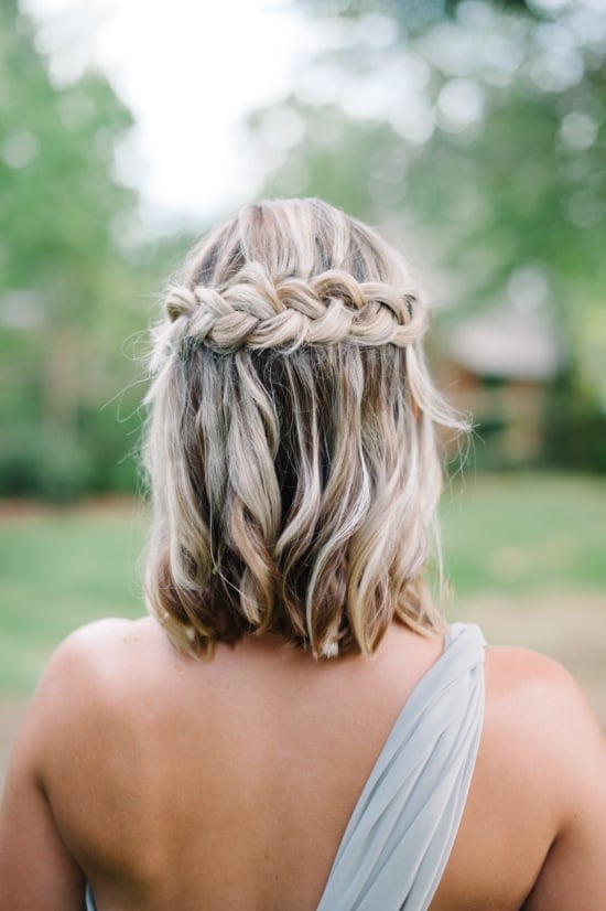 Honey Blonde Loose Bun With Braided Accents Honey Blonde Loose Bun With Braided Accents — Bridesmaid Hair