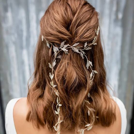 Half-Up With Loose Waves and Vine Accessory Half-Up With Loose Waves and Vine Accessory — Bridesmaid Hair