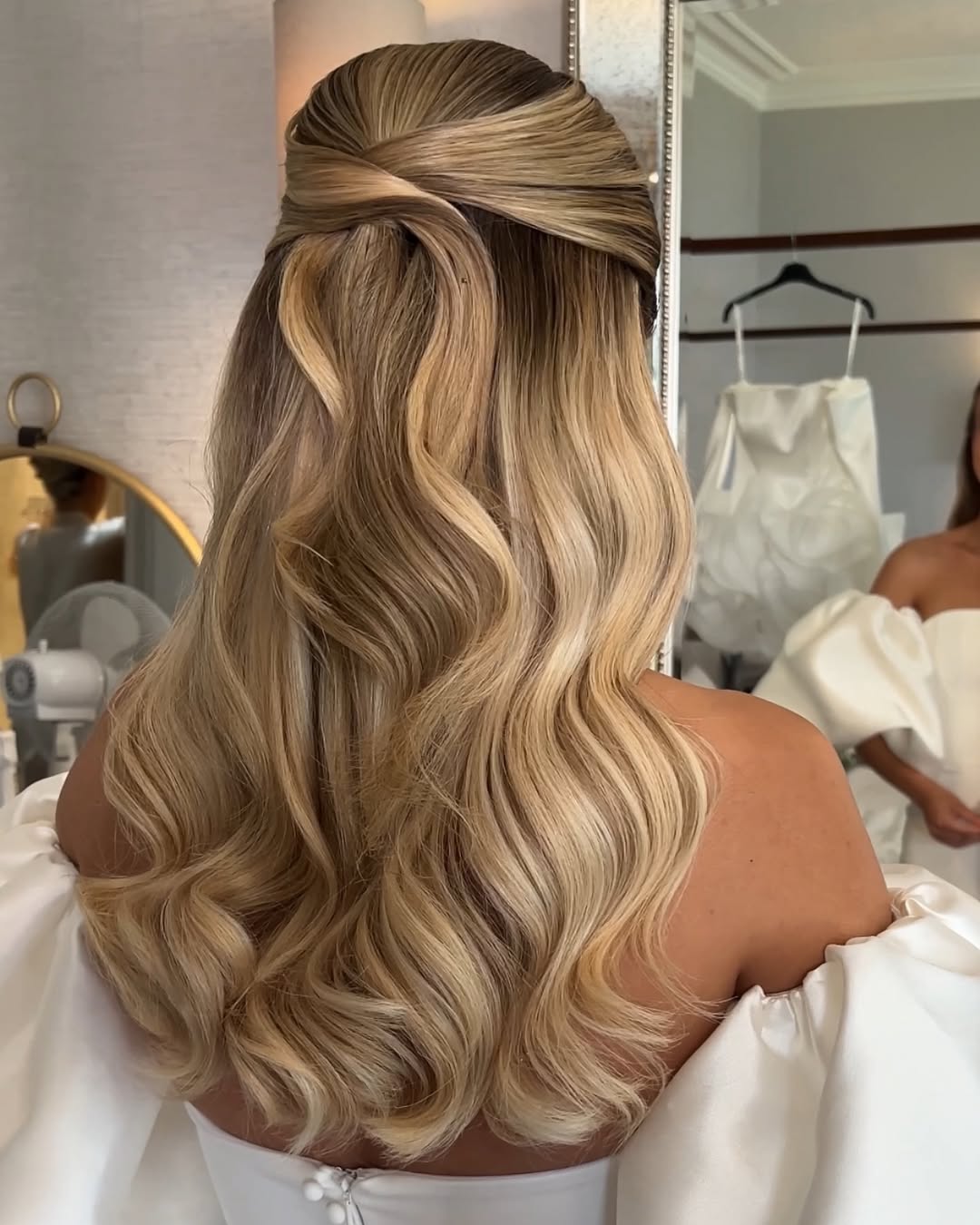 Blonde Half-Up With Twisted Crown and Waves Blonde Half-Up With Twisted Crown and Waves — Bridesmaid Hair