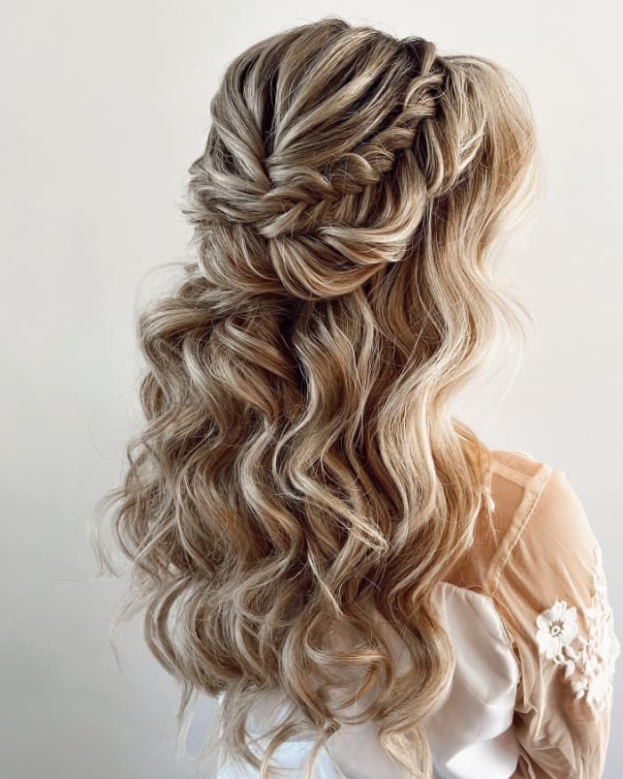 Ash Blonde Half-Up With Fishtail Braid Ash Blonde Half-Up With Fishtail Braid — Bridesmaid Hair