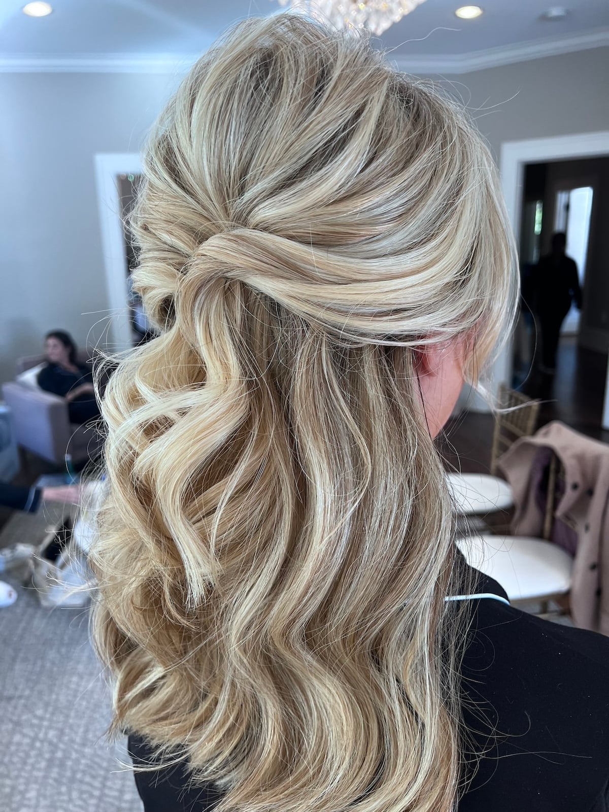 Blonde Half-Up With Braided Crown and Curls Blonde Half-Up With Braided Crown and Curls — Bridesmaid Hair