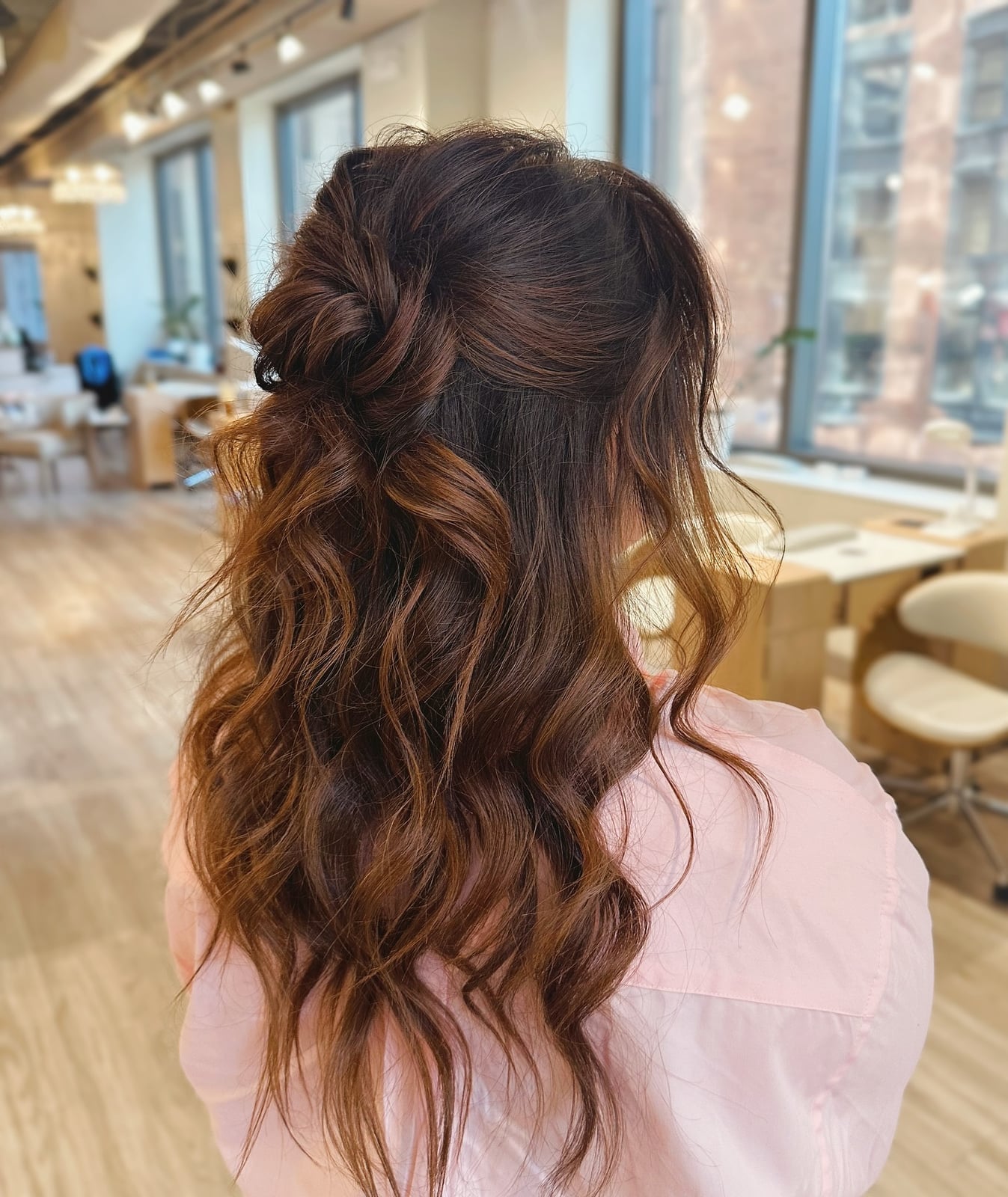 Dark Brown Half Up Twisted Knot — Bridesmaid Hairstyles Half Up