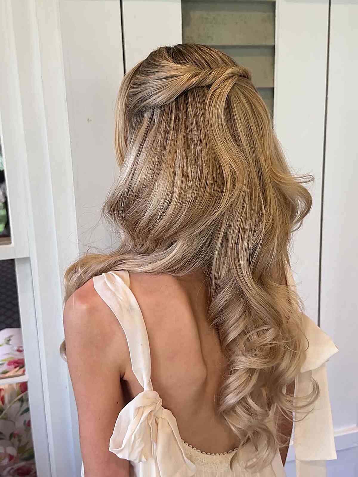 Honey Blonde Half Up Braided Waves — Bridesmaid Hairstyles Half Up