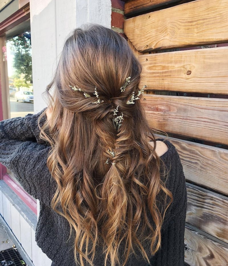 Brown Balayage Half Up Fishtail Braid — Bridesmaid Hairstyles Half Up