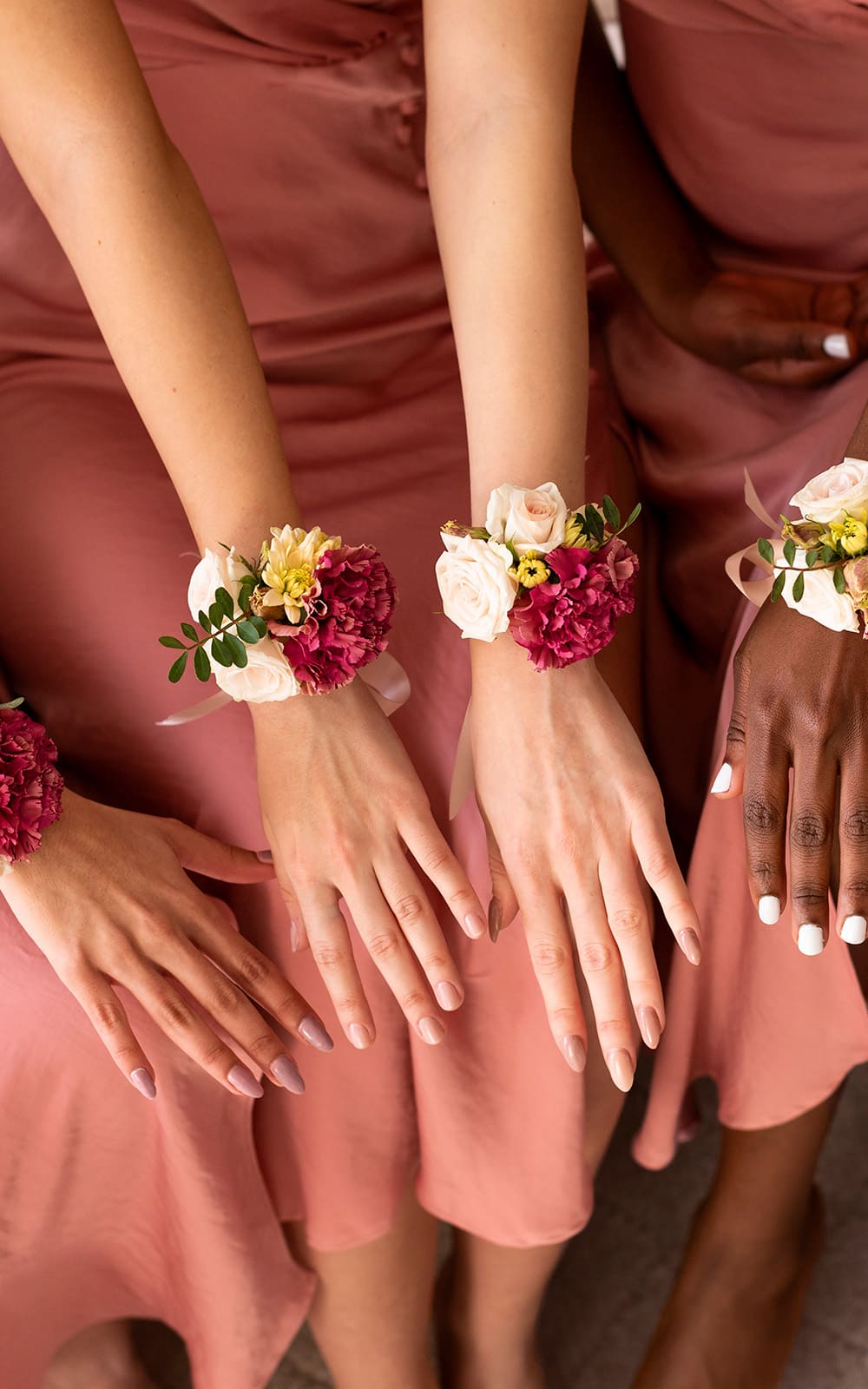 3D Floral Appliqué Pearlescent Pink Nails — Bridesmaid Nails