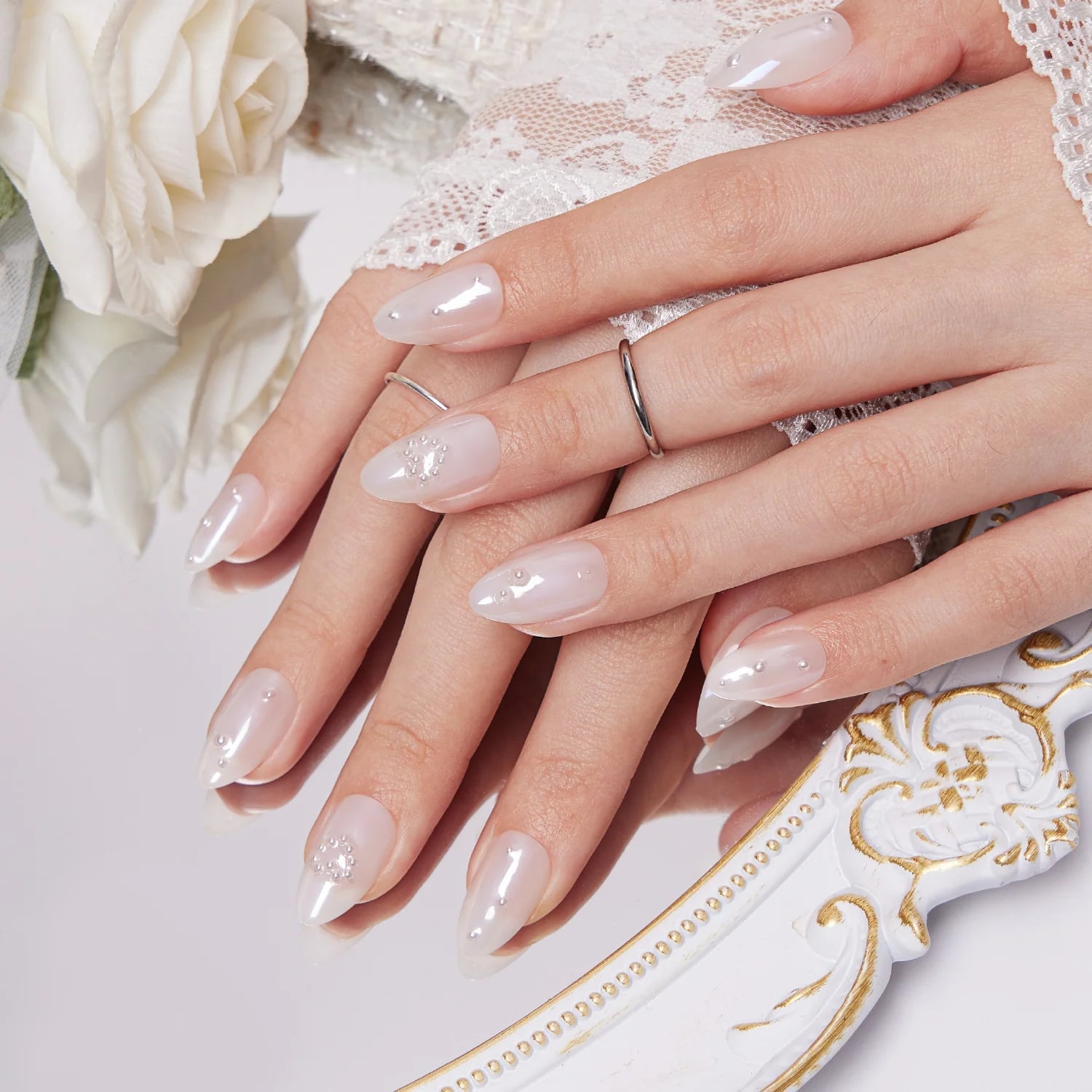 Matte Muted Pink Gray Taupe Short Nails — Bridesmaid Nails