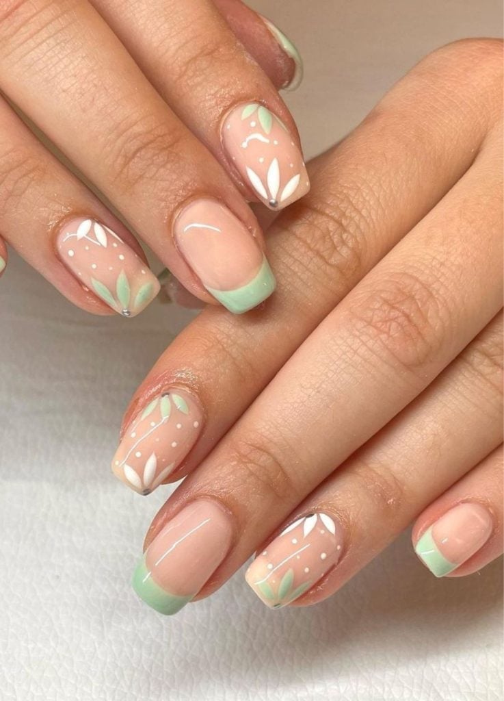 Mint French Short Square Nails — Bridesmaid Nails