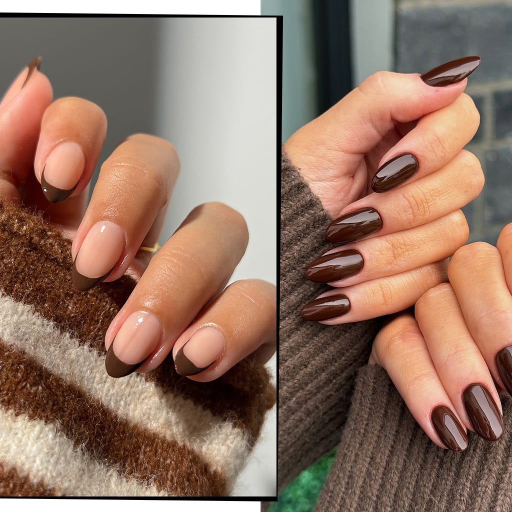 Abstract French Tip Almond Nails Abstract French Tip Almond Nails — Brown Almond Nails