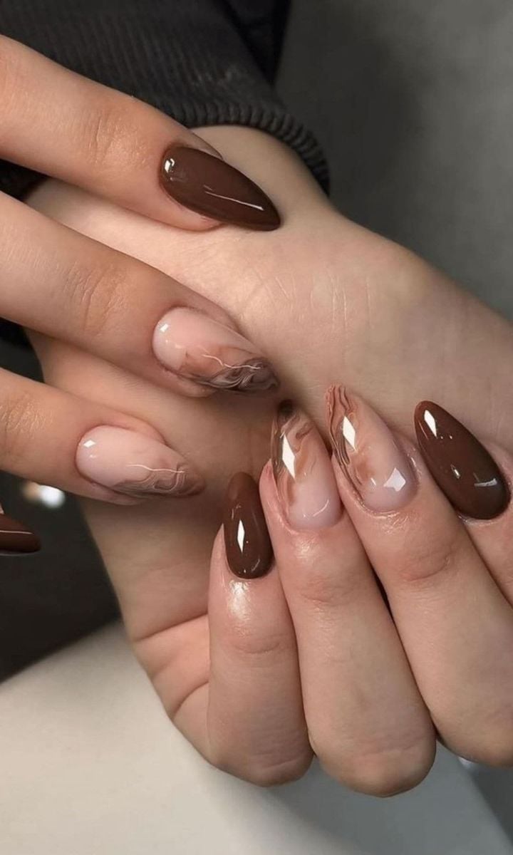 Deep Chocolate Brown Opaque Almond Nails Deep Chocolate Brown Opaque Almond Nails — Brown Almond Nails