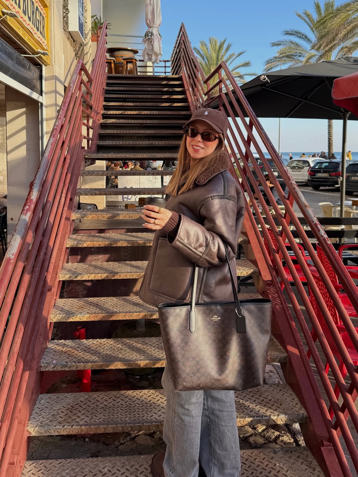 Brown Aviator Jacket With Grey Jeans
