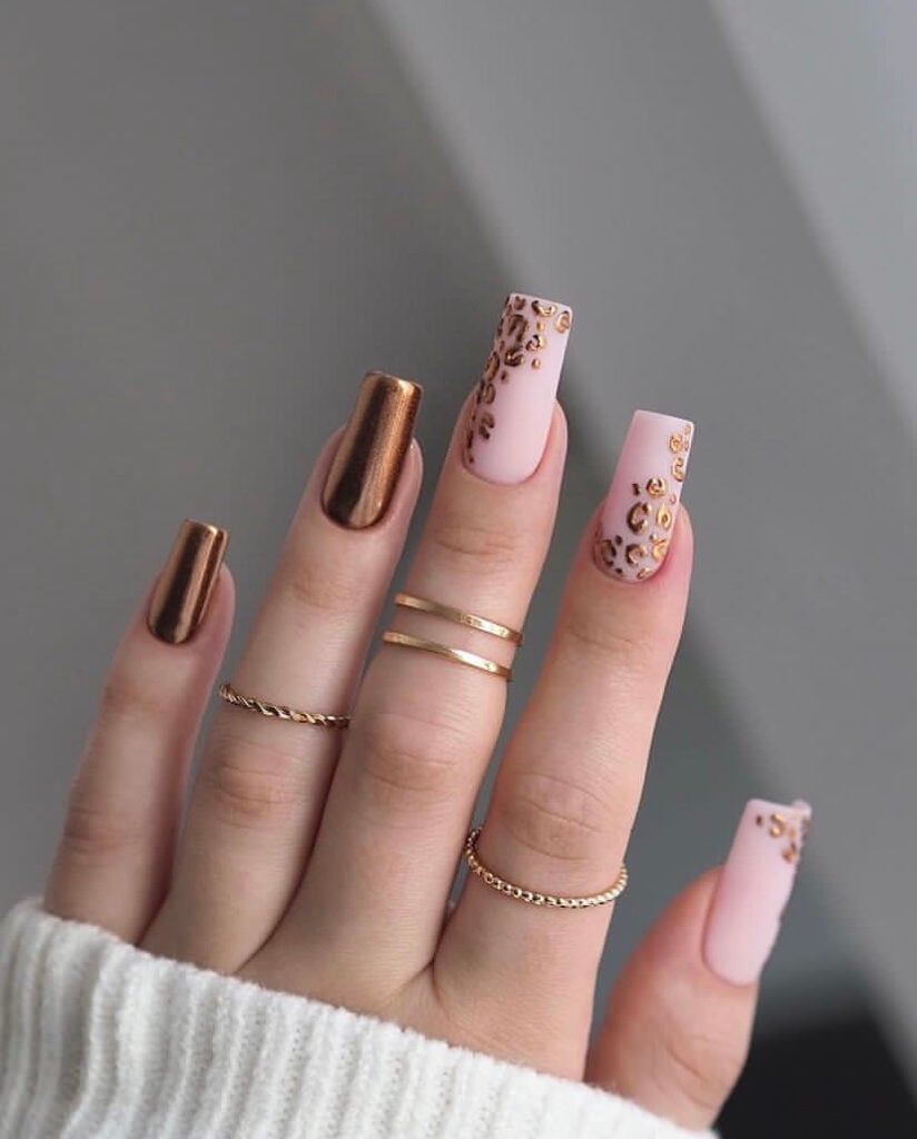 Rich Deep Brown Chrome Short Almond Nails — Brown Chrome Nails
