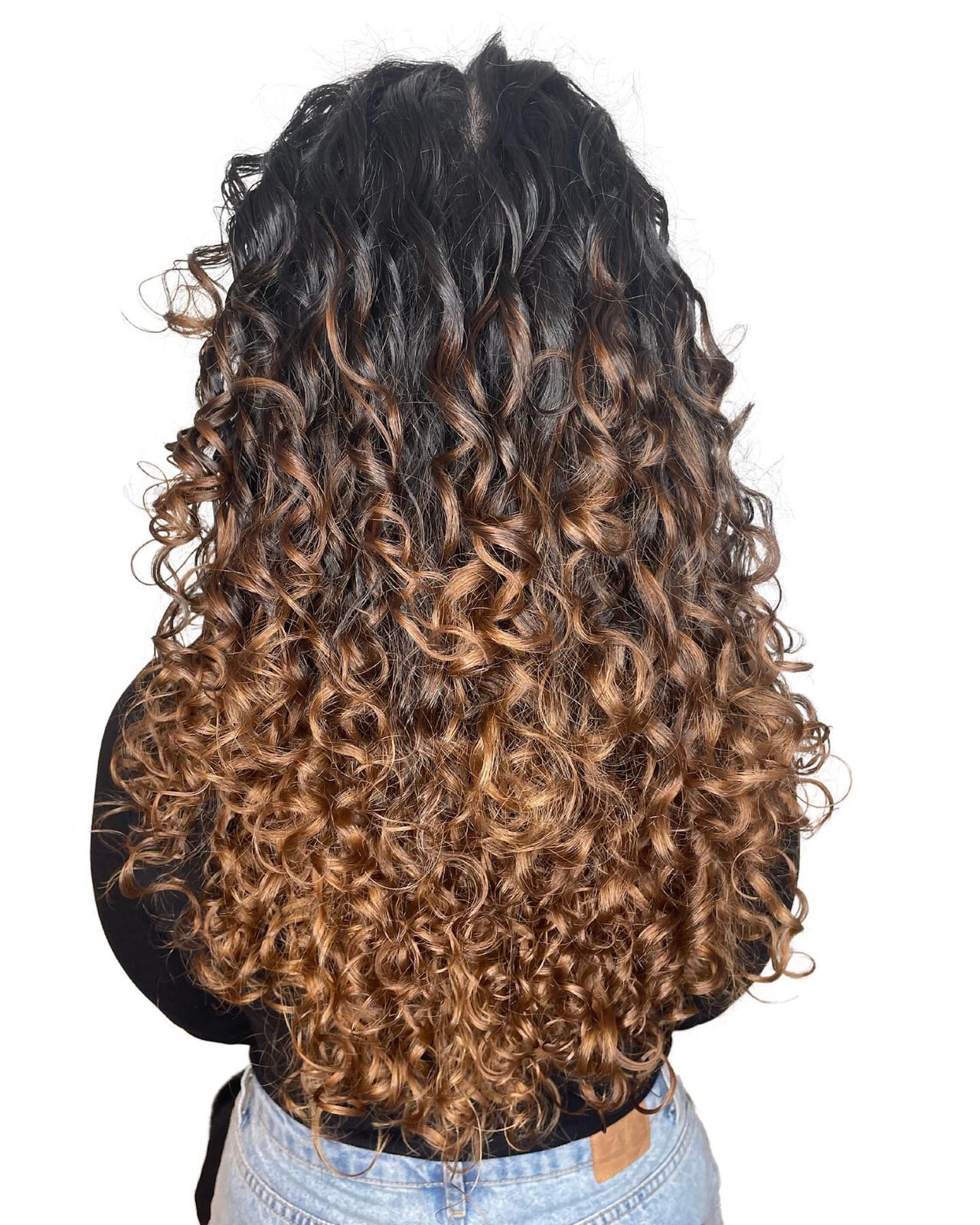 Mid-Back Dark Brown Curly With Balayage — Brown Curly Hair
