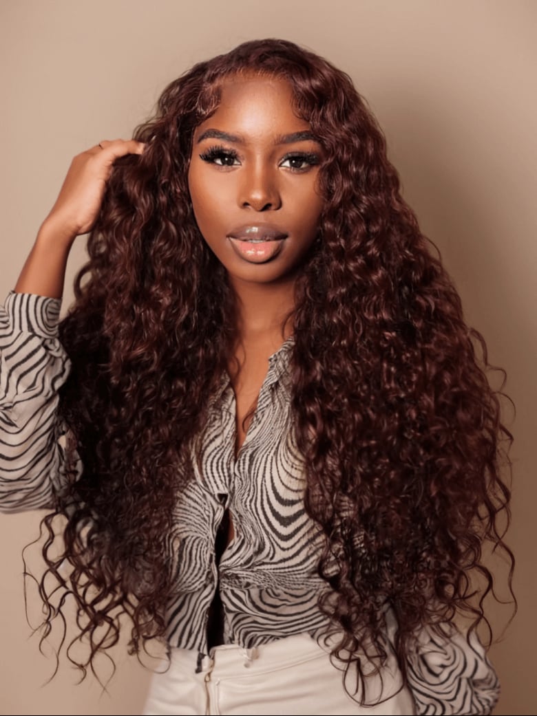 Mid-Back Dark Brown Curls With Auburn — Brown Curly Hair