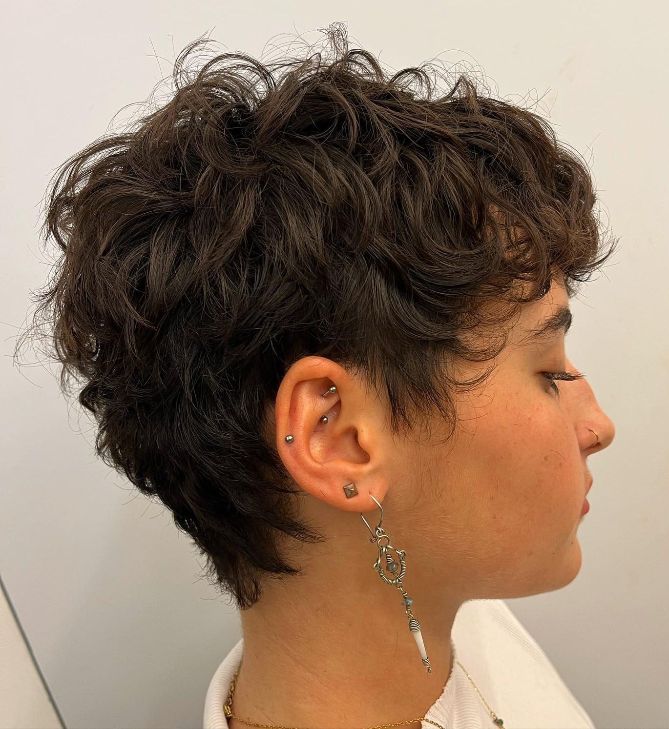Fine Curly Dark Brown Short Layers — Brown Curly Hair