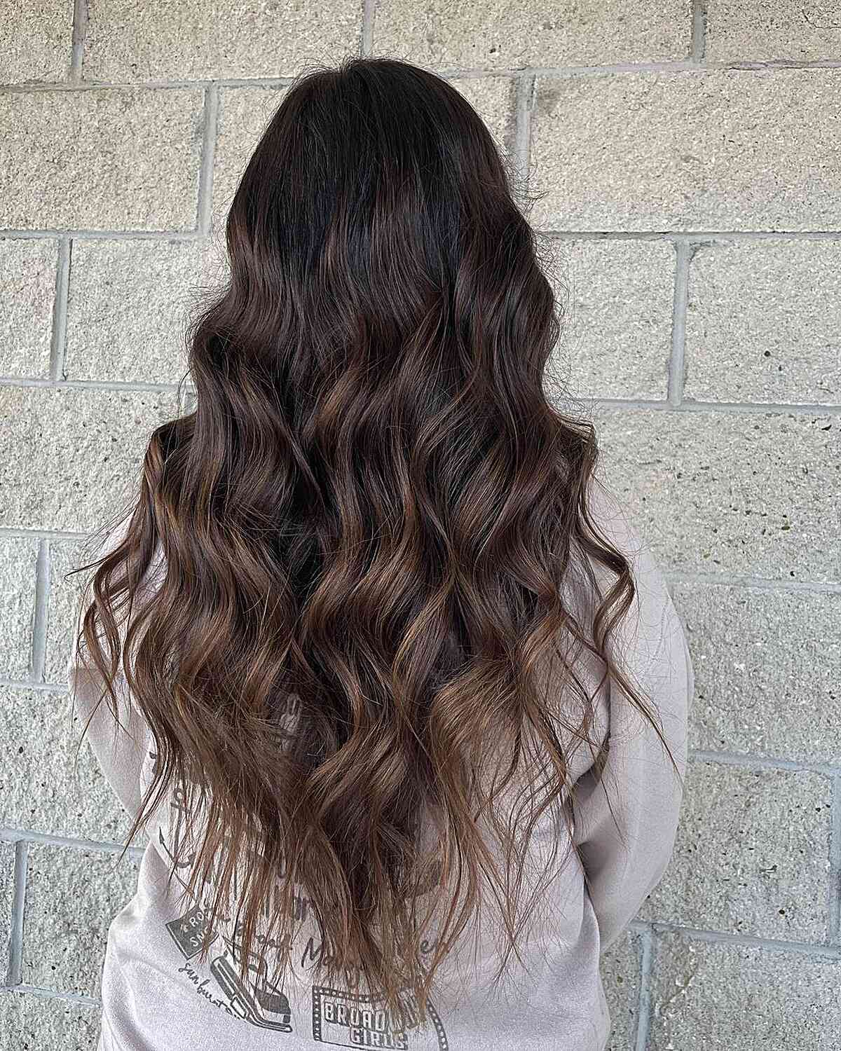 Mid-Back Dark Brown With Subtle Lighter Brown, Close-Up Take — Brown Highlights