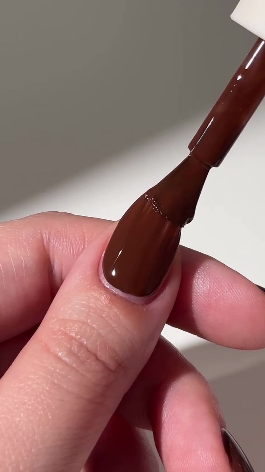 Perfect Short Square Dark Brown Polish — Brown Nails