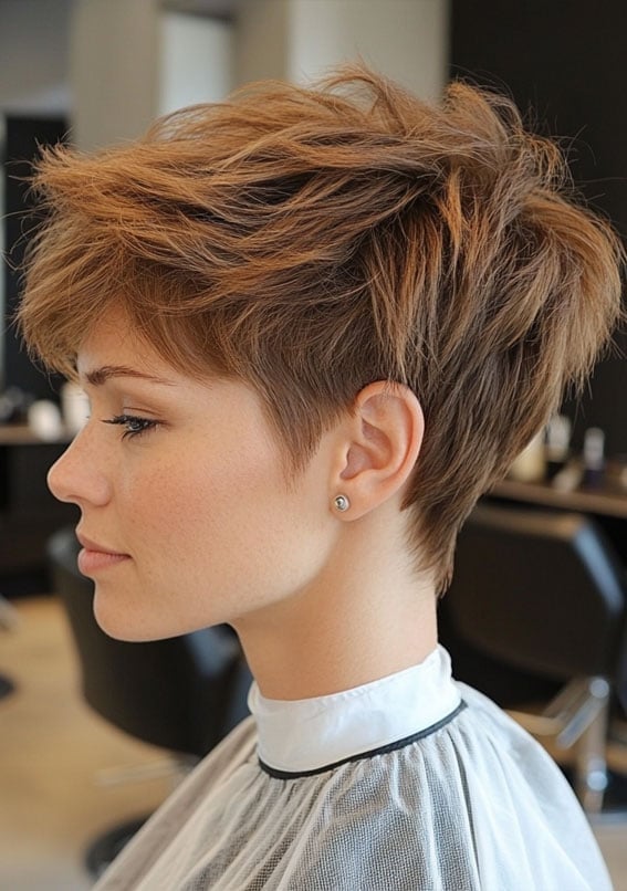 Light Brown Pixie With Textured Layers