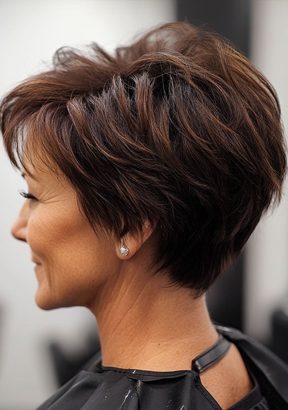 Chocolate Brown Layered Pixie — Brown Pixie