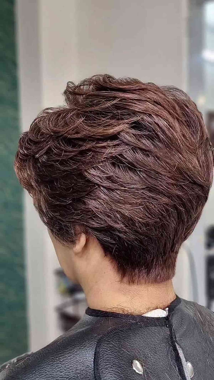Dark Brown Pixie With Auburn Undertones