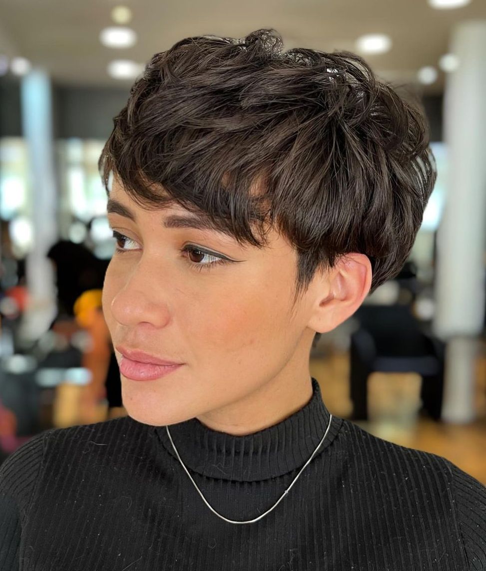 Dark Brown Pixie Bob With Layered Texture