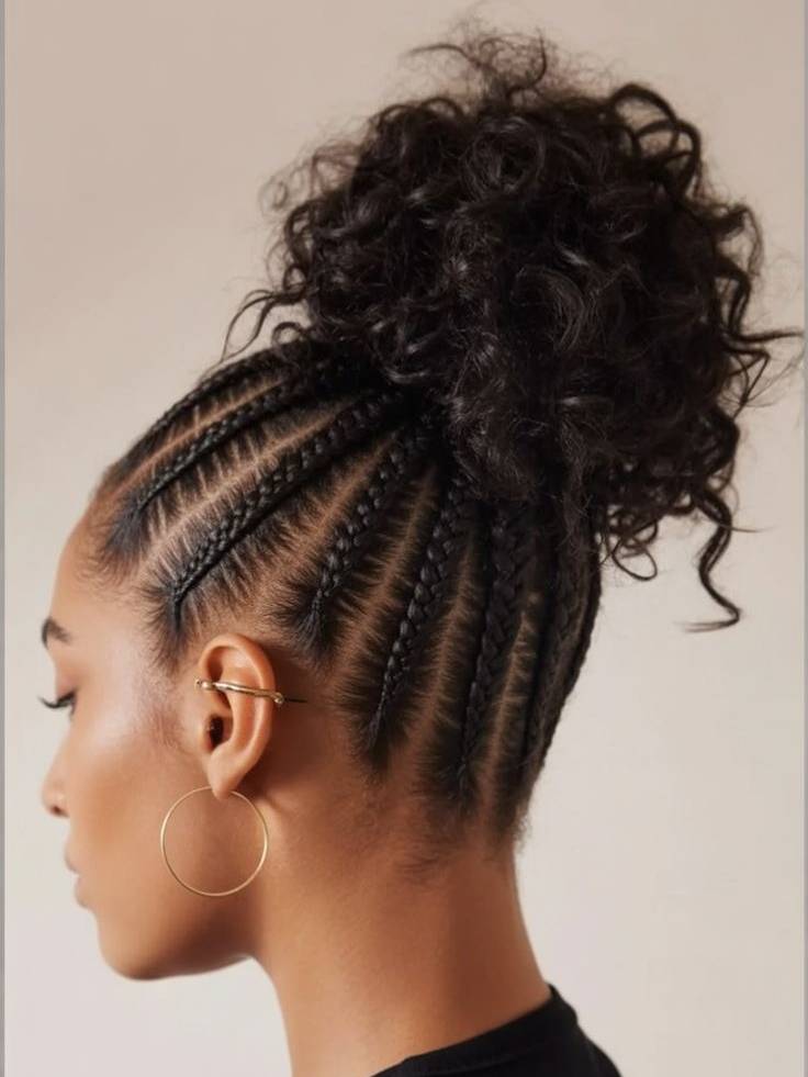Voluminous Braided Bun With Loose Curls Voluminous Braided Bun With Loose Curls — Bun Braids