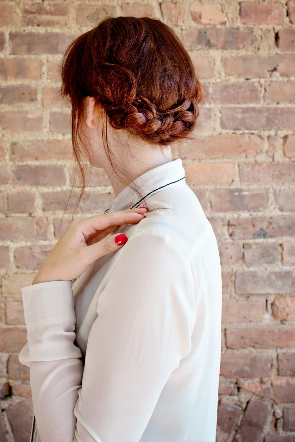 Braided Crown Into Low Bun, Collarbone Braided Crown Into Low Bun, Collarbone — Bun Braids