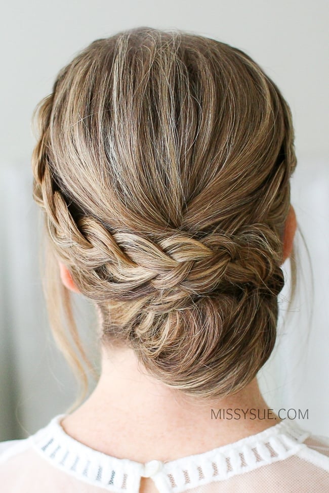 Low Bun With Braided Wrap Detail Blonde, Long Low Bun With Braided Wrap Detail Blonde, Long — Bun Braids