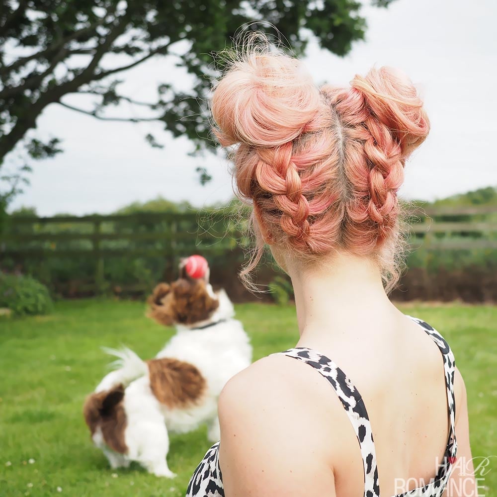 Pink Dutch Braid Space Buns Pink Dutch Braid Space Buns — Bun Braids