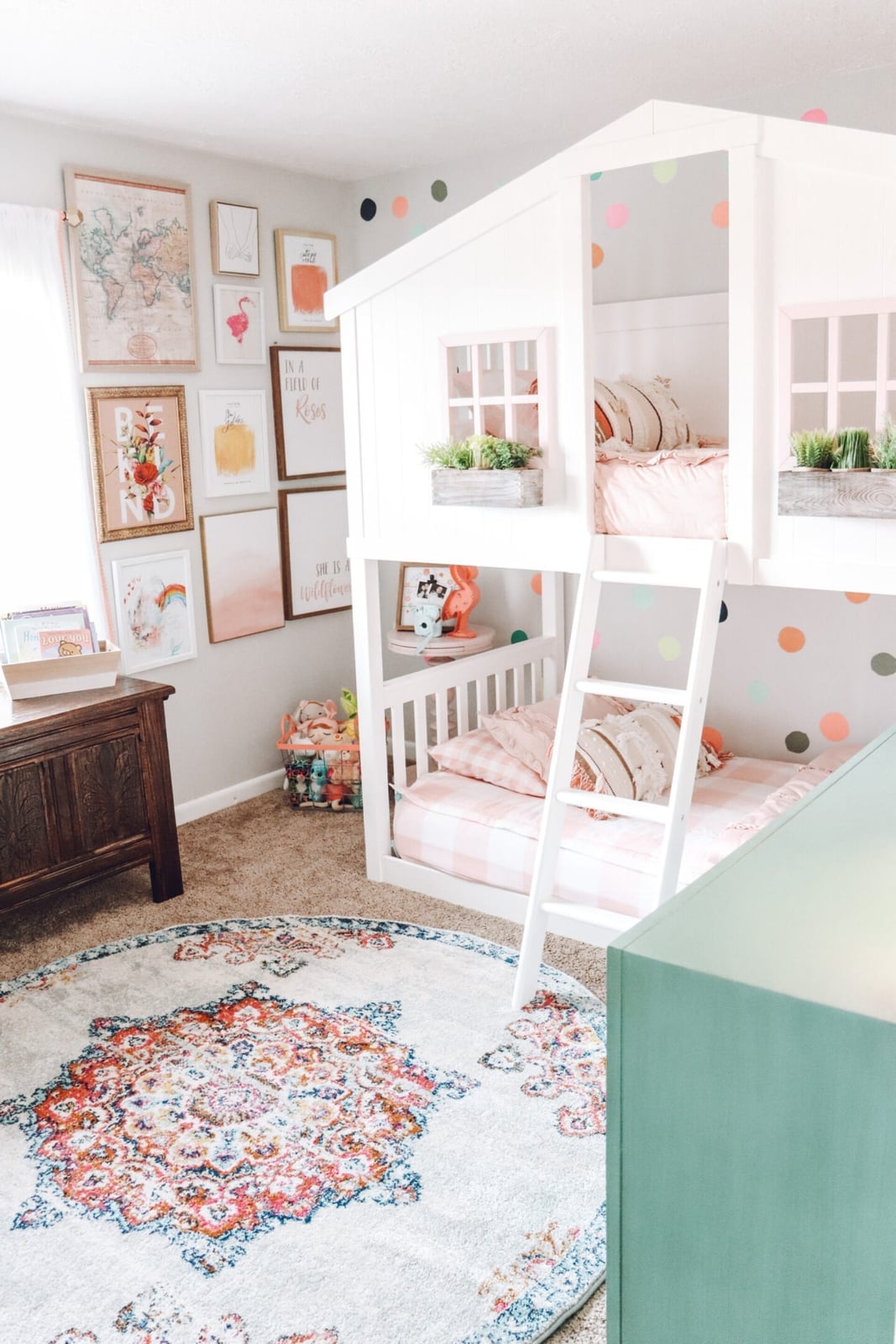 Whimsical House-Shaped Bunk Bed with Colorful Gallery Wall Whimsical House-Shaped Bunk Bed with Colorful Gallery Wall — Bunk Bed Ideas
