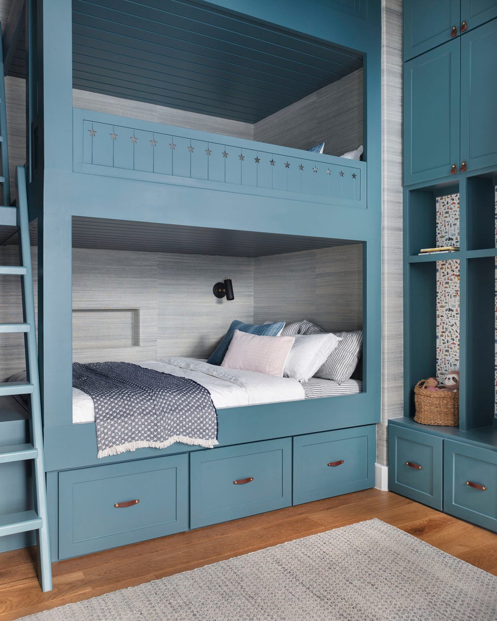 Modern Teal Blue Bunk Bed Unit with Integrated Ladder and Storage Modern Teal Blue Bunk Bed Unit with Integrated Ladder and Storage — Bunk Bed Ideas