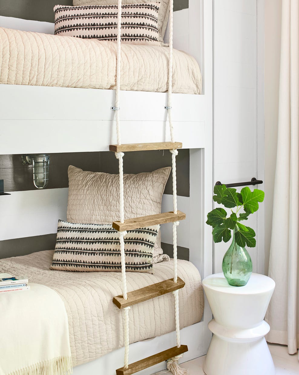 Coastal White Bunk Bed with Natural Wood Rope Ladder Coastal White Bunk Bed with Natural Wood Rope Ladder — Bunk Bed Ideas