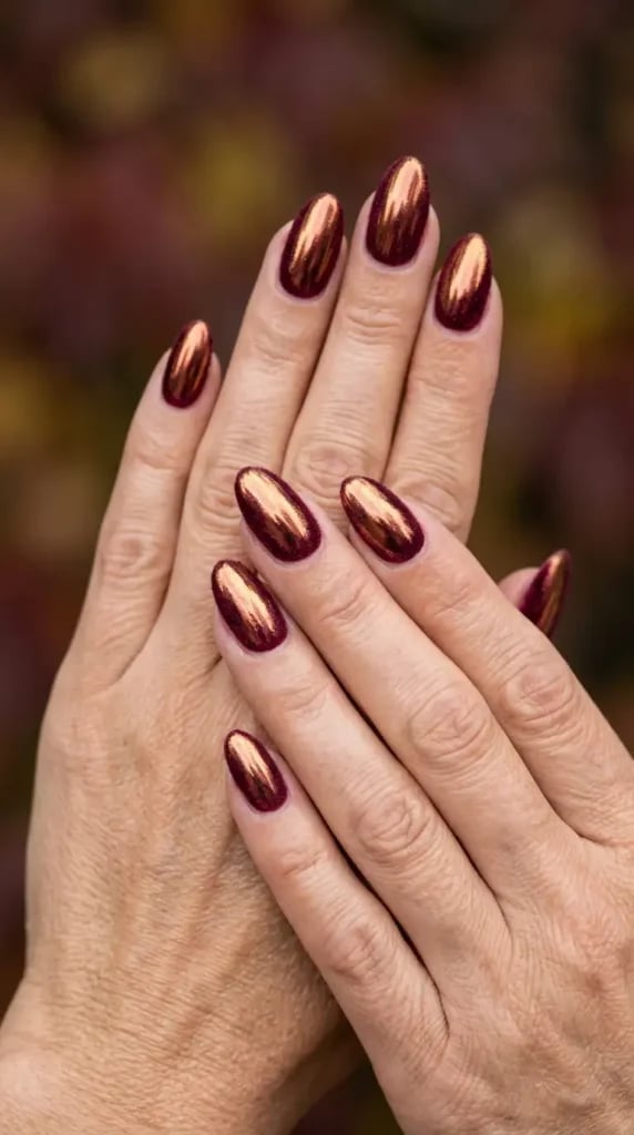 Short Burgundy Chrome Nails Short Burgundy Chrome Nails