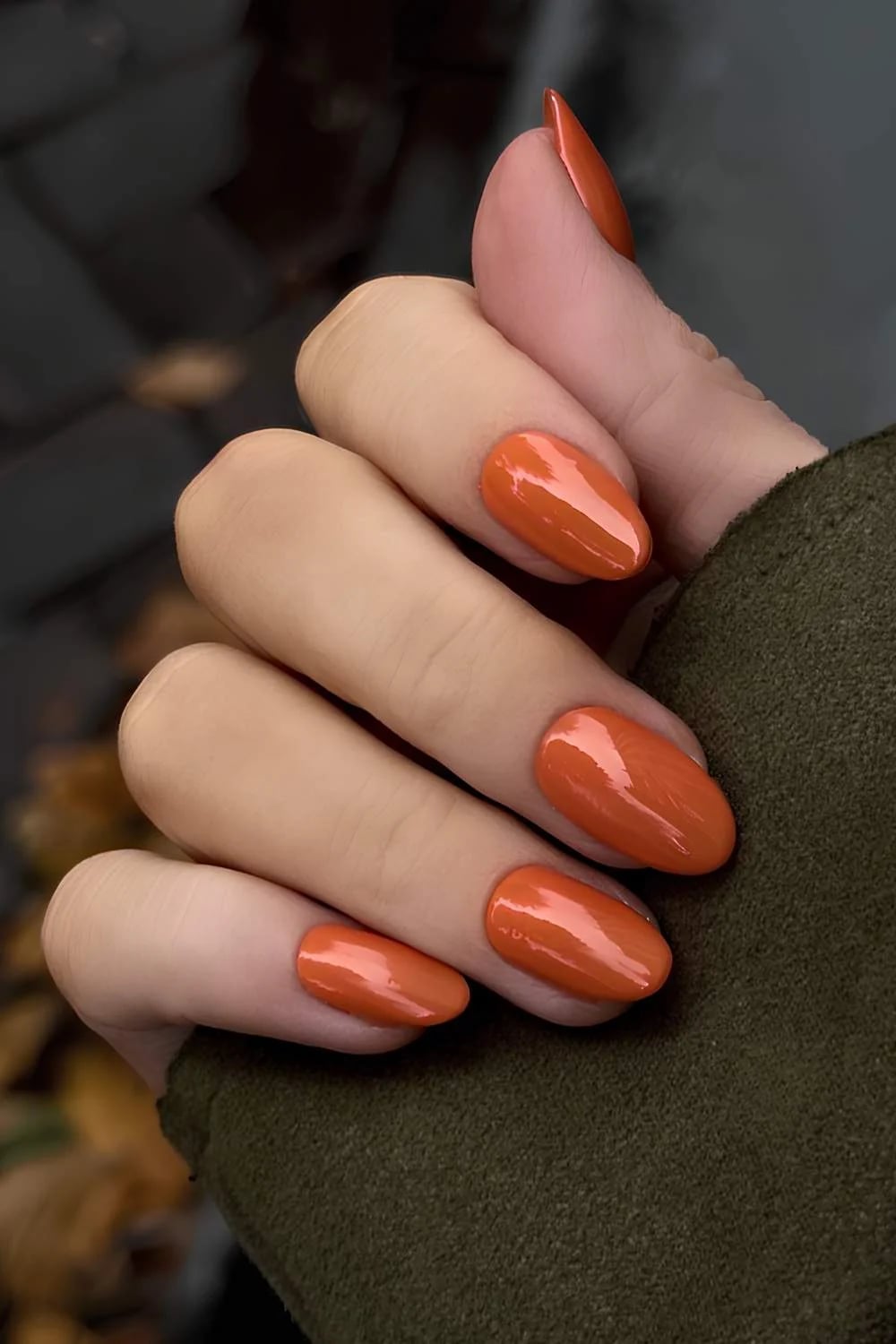 Vibrant Glossy Burnt Orange Oval Nails Vibrant Glossy Burnt Orange Oval Nails — Burnt Orange Nails