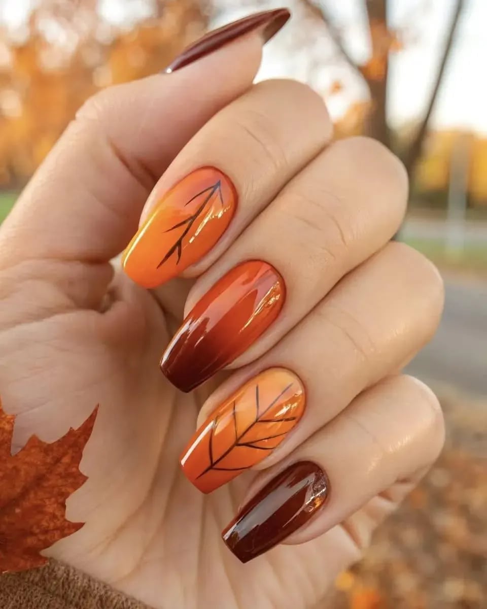 Burnt Orange to Brown Gradient Coffin Burnt Orange to Brown Gradient Coffin — Burnt Orange Nails
