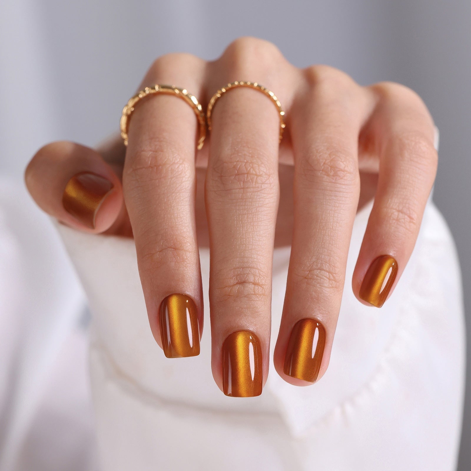 Short Square Burnt Orange Cat Eye Nails Short Square Burnt Orange Cat Eye Nails — Burnt Orange Nails