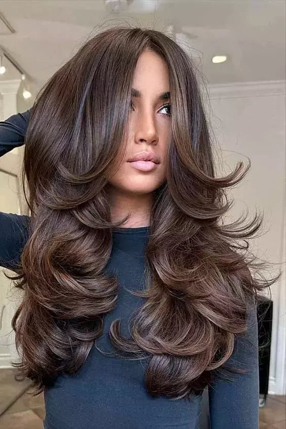 Voluminous Mid-Back Butterfly Cut With Face-Framing Layers Voluminous Mid-Back Butterfly Cut With Face-Framing Layers — Butterfly Haircut
