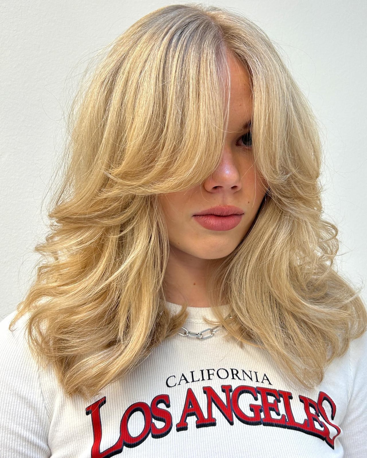 Collarbone Ash Blonde Butterfly With Voluminous Blowout, Face-Framing Collarbone Ash Blonde Butterfly With Voluminous Blowout, Face-Framing — Butterfly Haircut